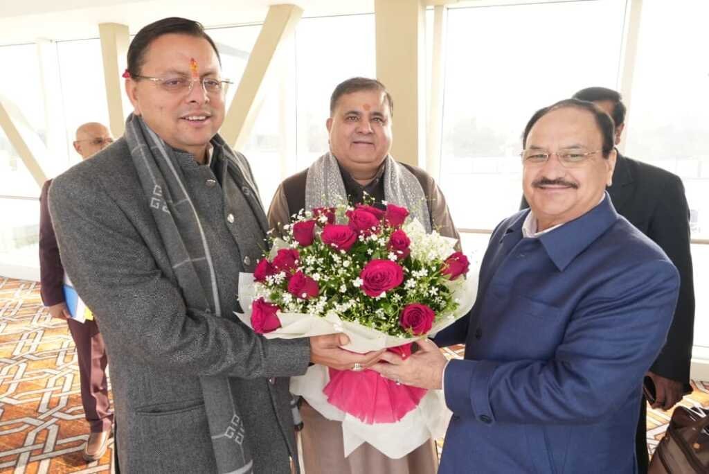 Big Breaking: उत्तराखंड दौरे पर केंद्रीय स्वास्थ्य मंत्री नड्डा, CM धामी ने किया जोरदार स्वागत… प्रदेश अध्यक्ष भट्ट भी रहे साथ