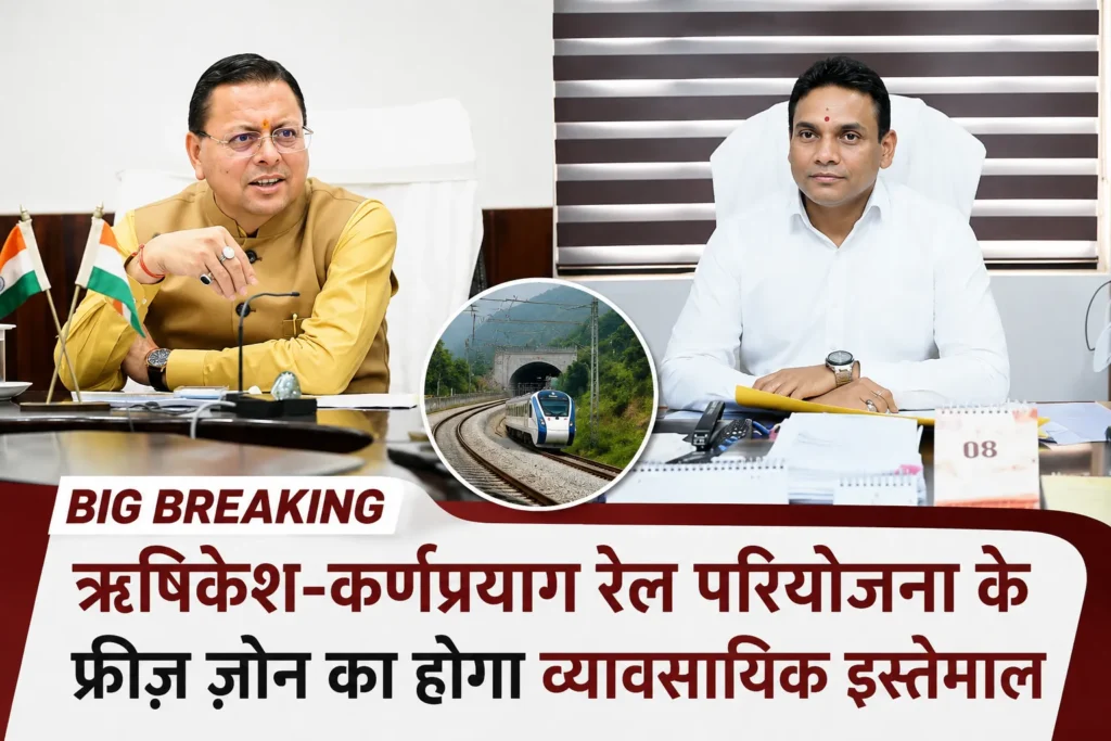 Big Breaking: ऋषिकेश-कर्णप्रयाग रेल परियोजना के फ्रीज़ ज़ोन का होगा व्यावसायिक इस्तेमाल